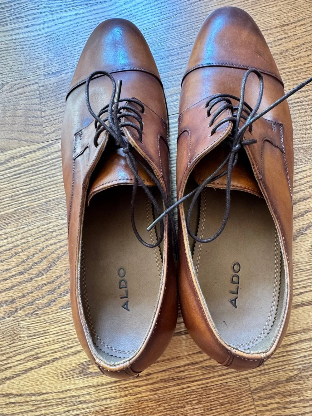 ALDO Men’s Brown Leather Cap Toe Derby Dress Shoes Size 13